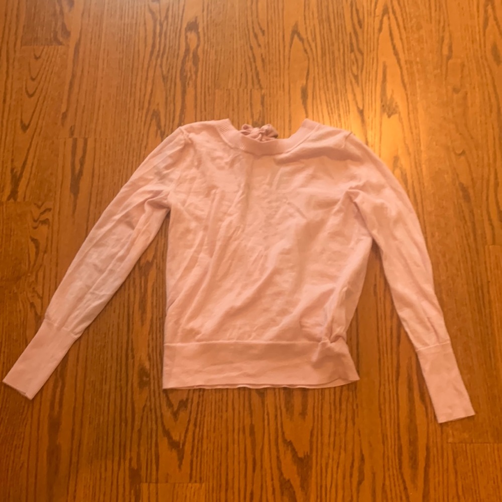 J-Crew pink open back bow sweater XS